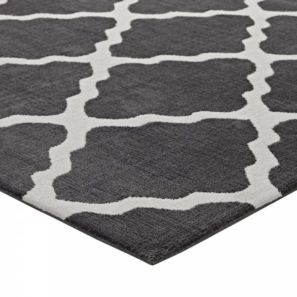 Marja Moroccan Trellis 5x8 Area Rug, Charcoal and Ivory