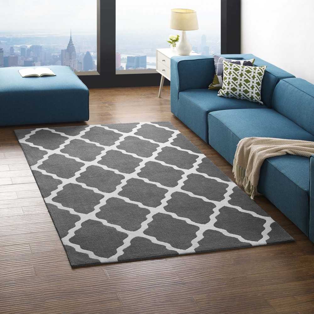 Marja Moroccan Trellis 5x8 Area Rug, Charcoal and Ivory