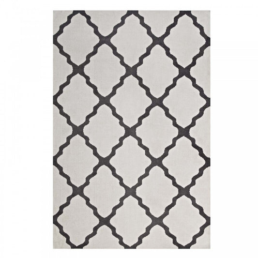 Marja Moroccan Trellis 5x8 Area Rug, Ivory and Charcoal