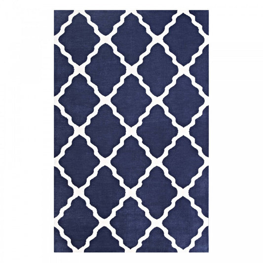 Marja Moroccan Trellis 5x8 Area Rug, Navy and Ivory