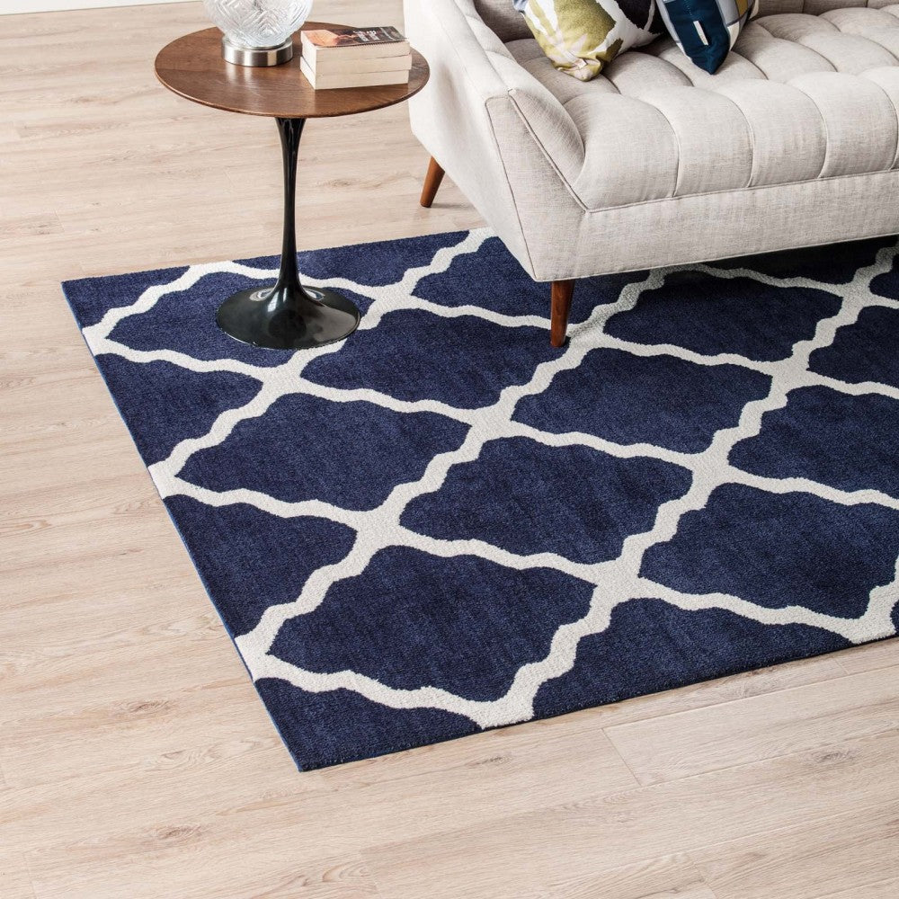 Marja Moroccan Trellis 5x8 Area Rug, Navy and Ivory