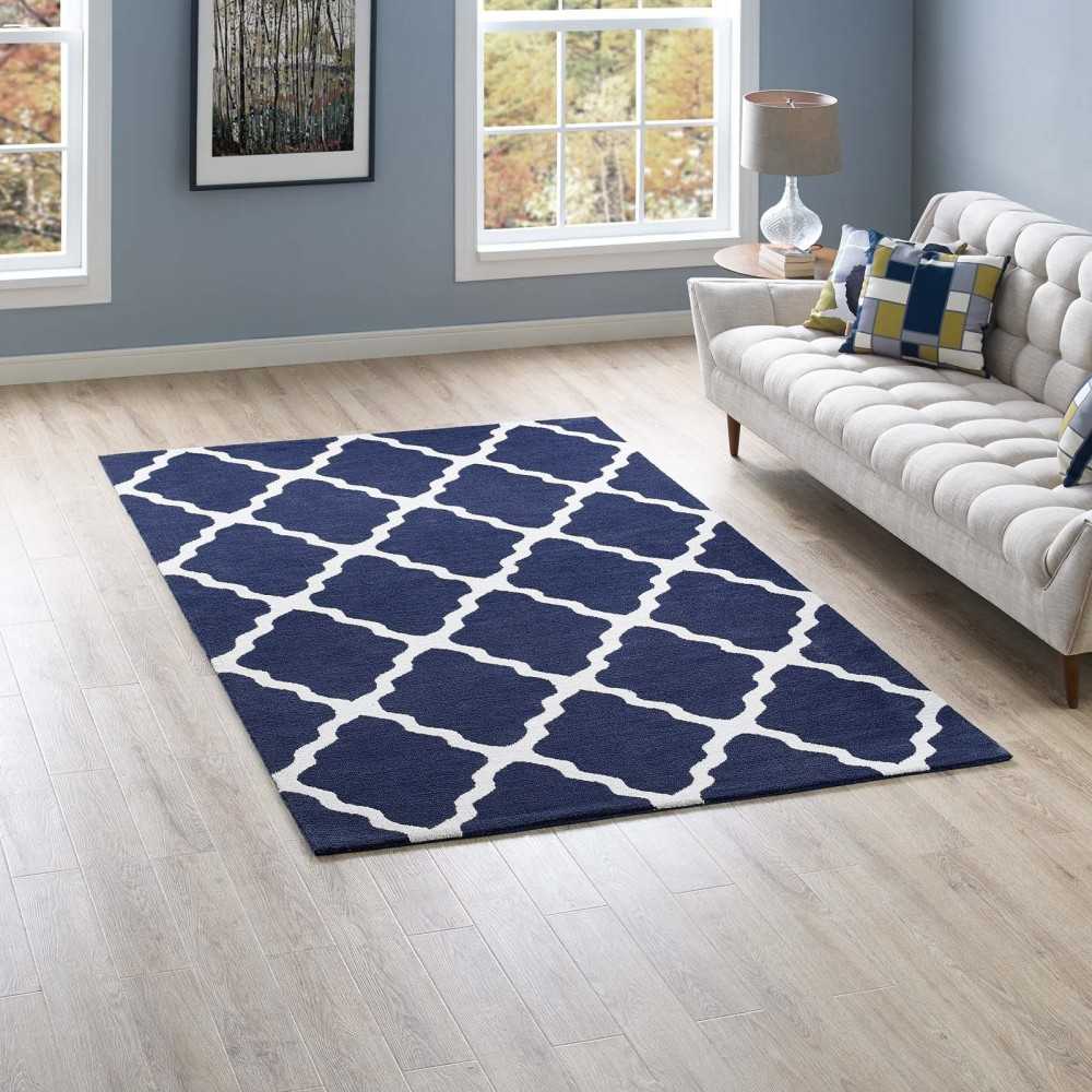Marja Moroccan Trellis 5x8 Area Rug, Navy and Ivory