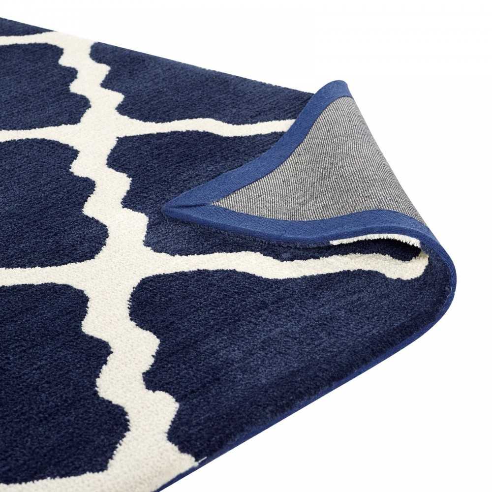 Marja Moroccan Trellis 5x8 Area Rug, Navy and Ivory