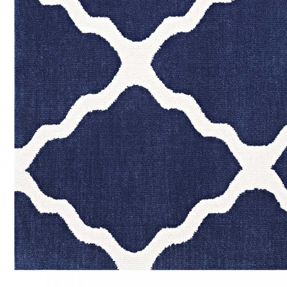 Marja Moroccan Trellis 5x8 Area Rug, Navy and Ivory