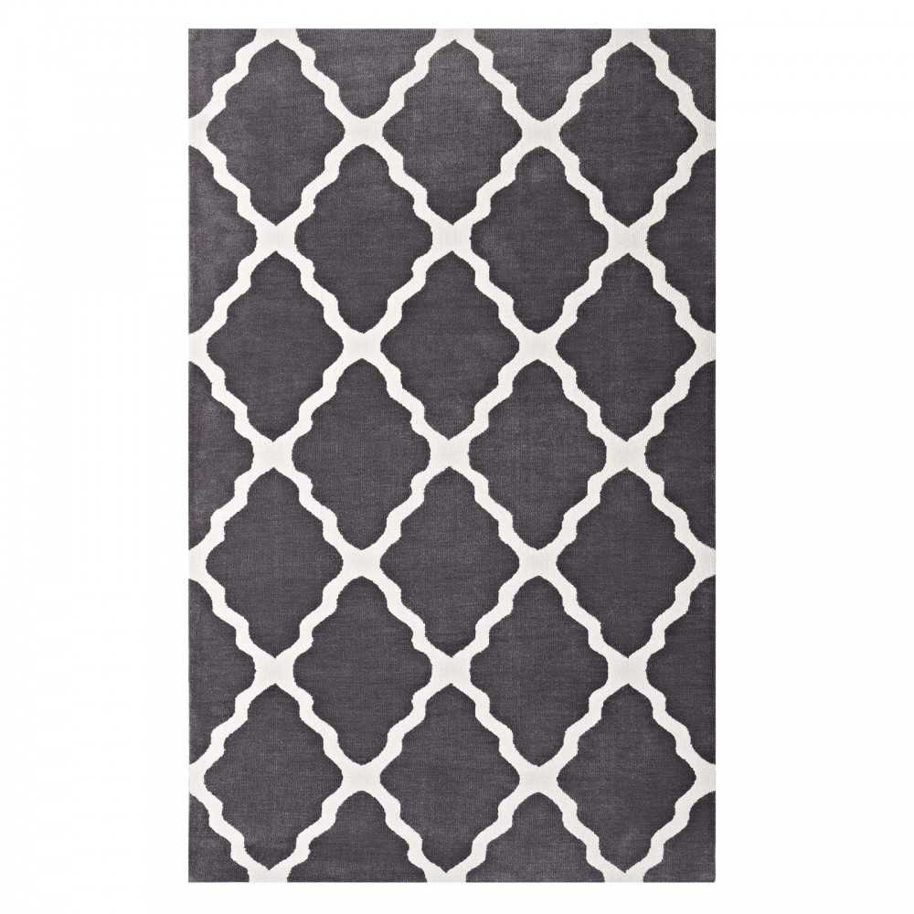 Marja Moroccan Trellis 8x10 Area Rug, Charcoal and Ivory
