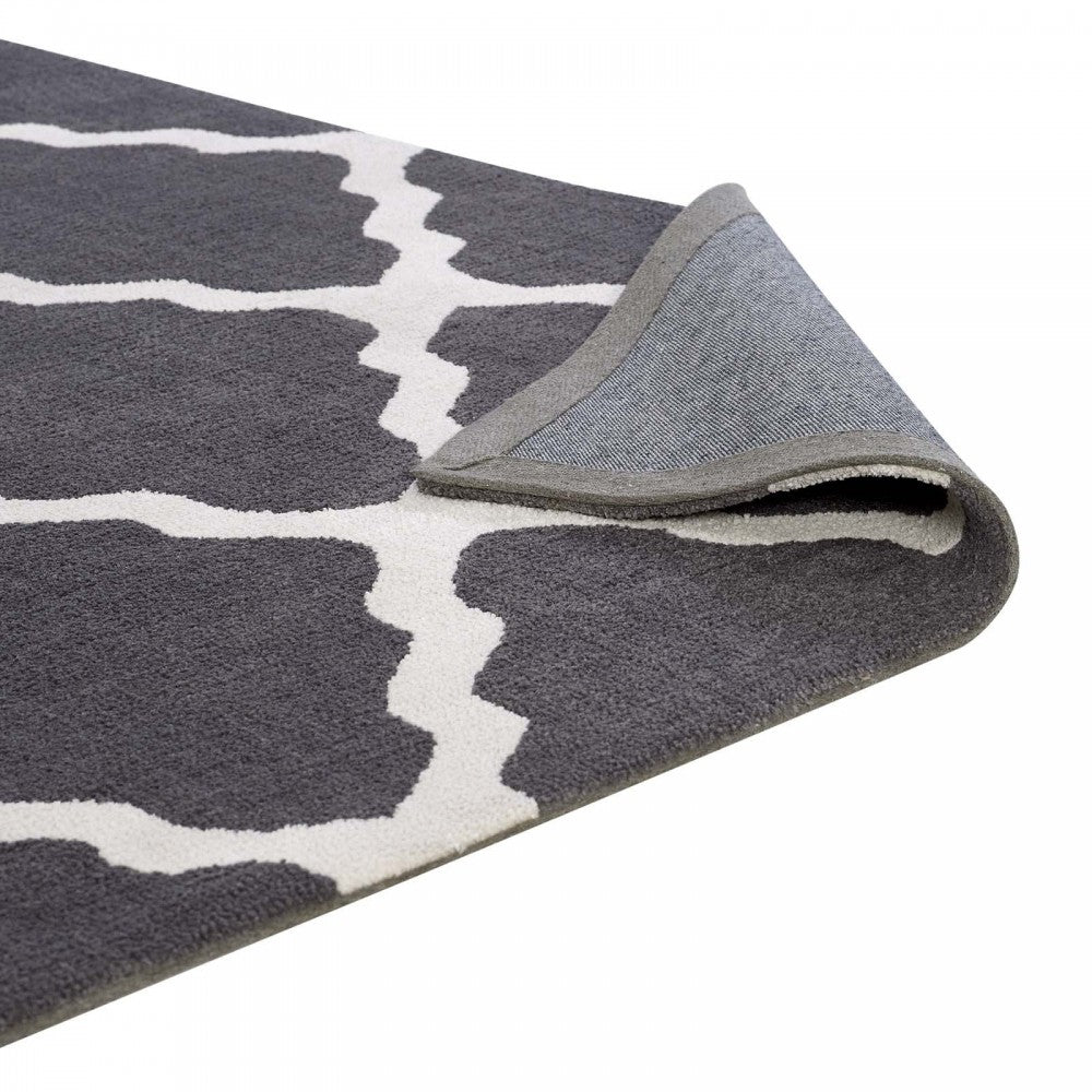 Marja Moroccan Trellis 8x10 Area Rug, Charcoal and Ivory