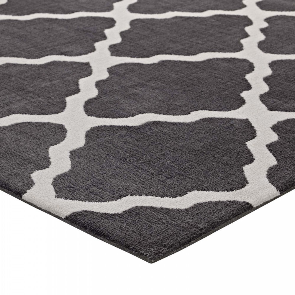 Marja Moroccan Trellis 8x10 Area Rug, Charcoal and Ivory