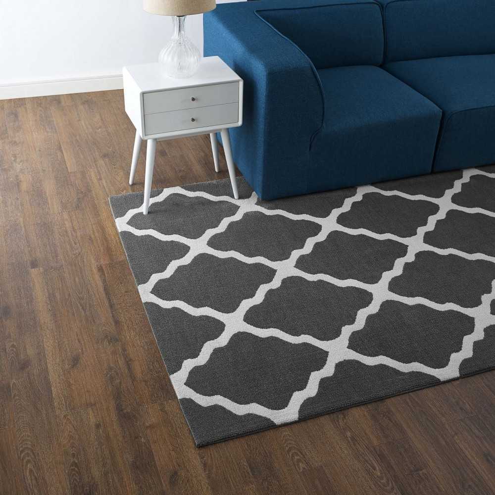 Marja Moroccan Trellis 8x10 Area Rug, Charcoal and Ivory