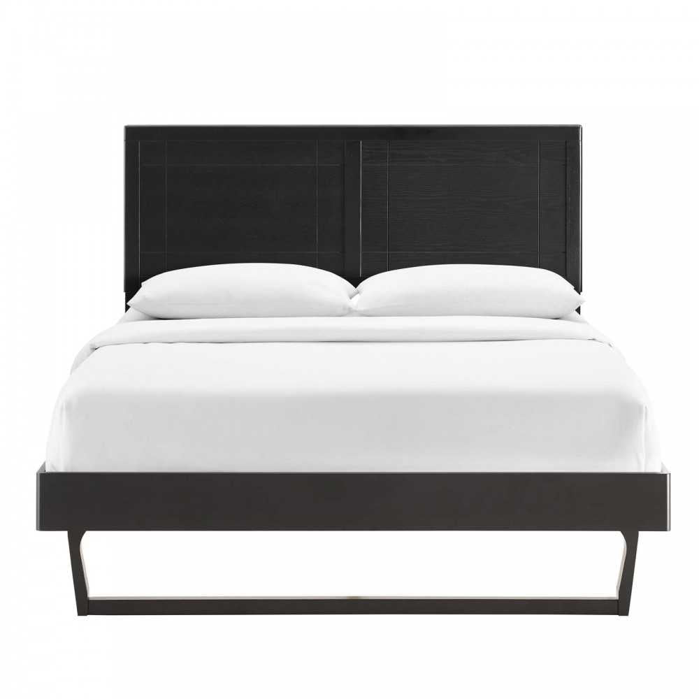 Marlee Full Wood Platform Bed With Angular Frame, Black