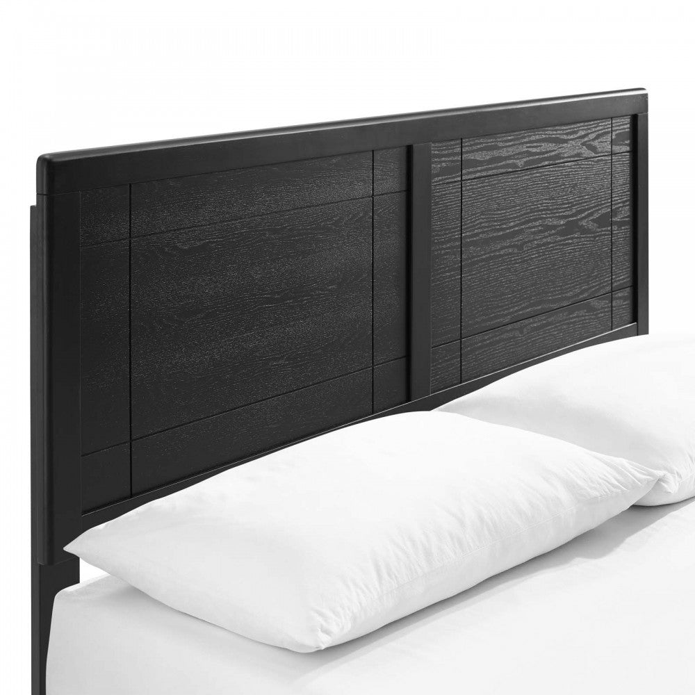 Marlee Full Wood Platform Bed With Angular Frame, Black