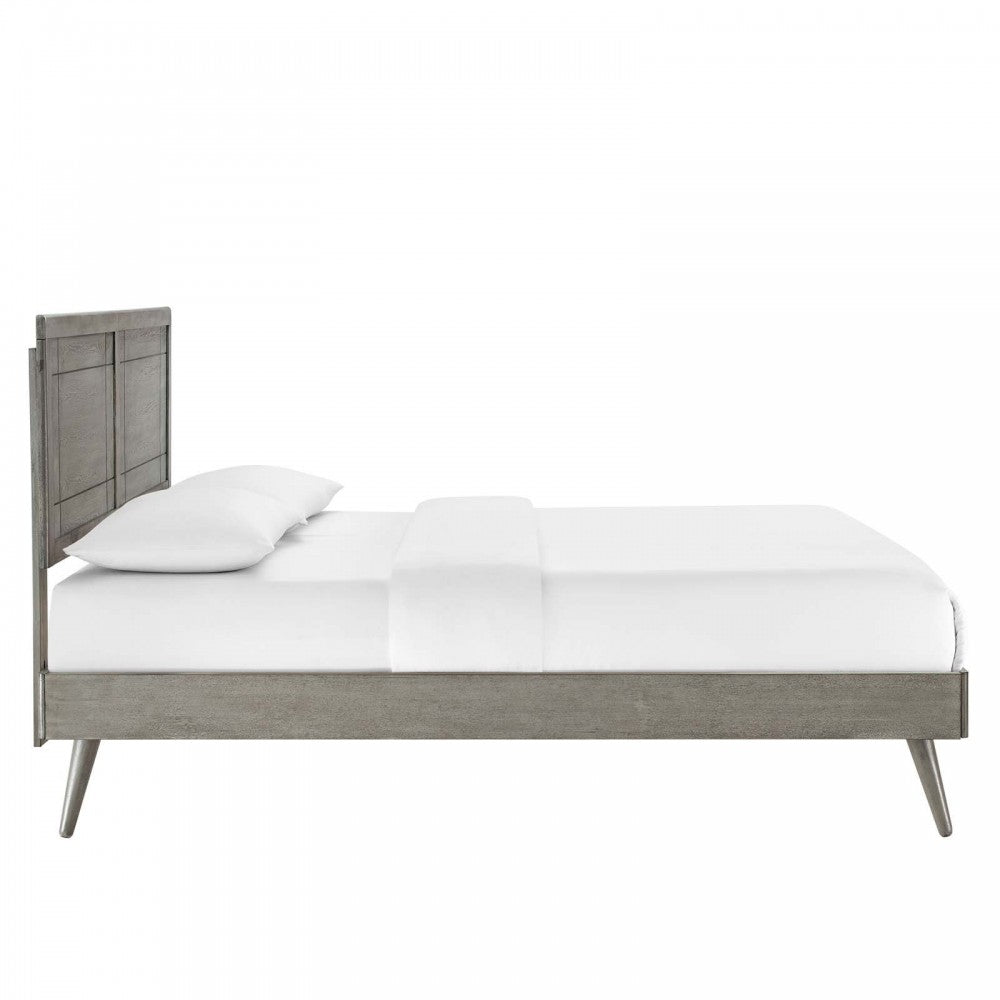 Marlee Full Wood Platform Bed With Splayed Legs, Gray