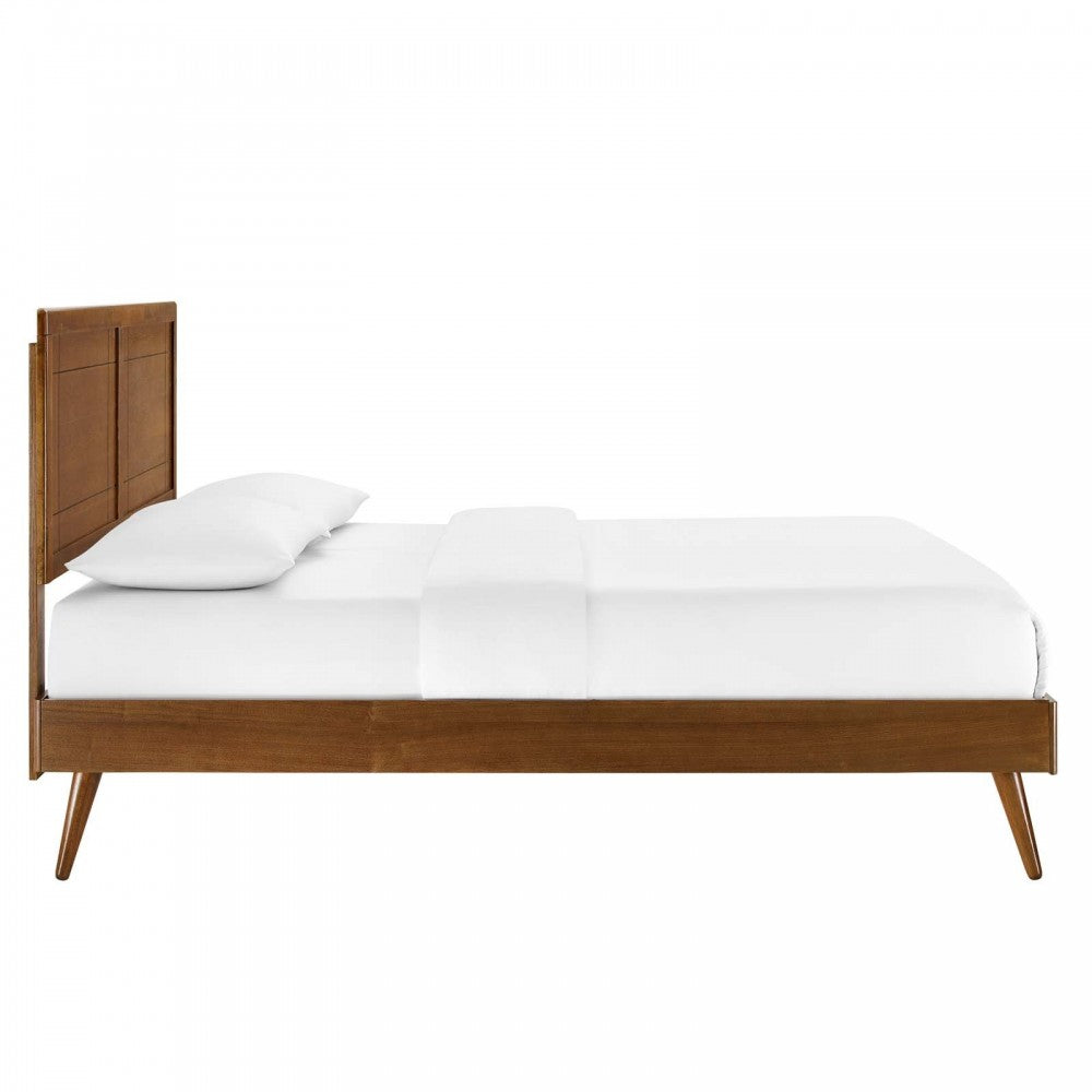 Marlee Full Wood Platform Bed With Splayed Legs, Walnut