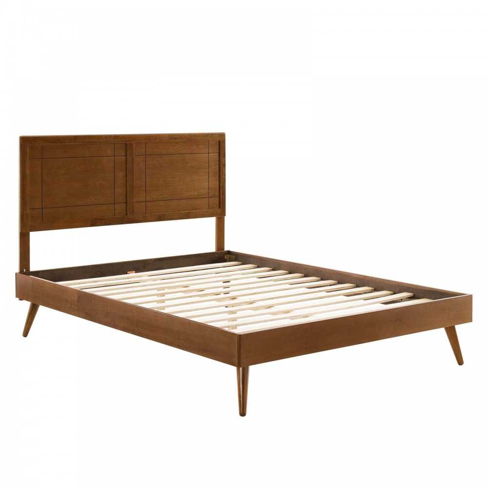 Marlee Full Wood Platform Bed With Splayed Legs, Walnut