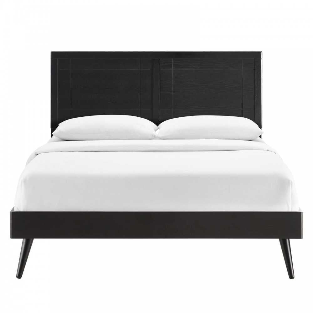 Marlee Full Wood Platform Bed With Splayed Legs, Black