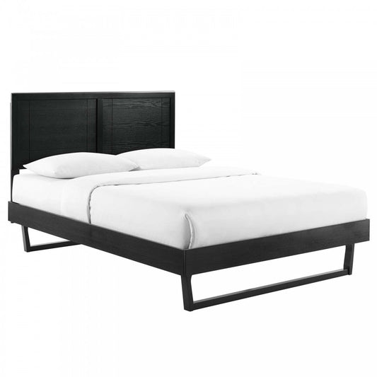 Marlee King Wood Platform Bed With Angular Frame, Black