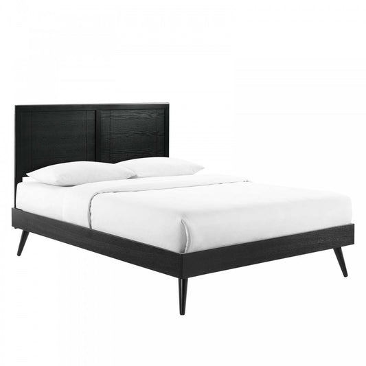 Marlee King Wood Platform Bed With Splayed Legs, Black