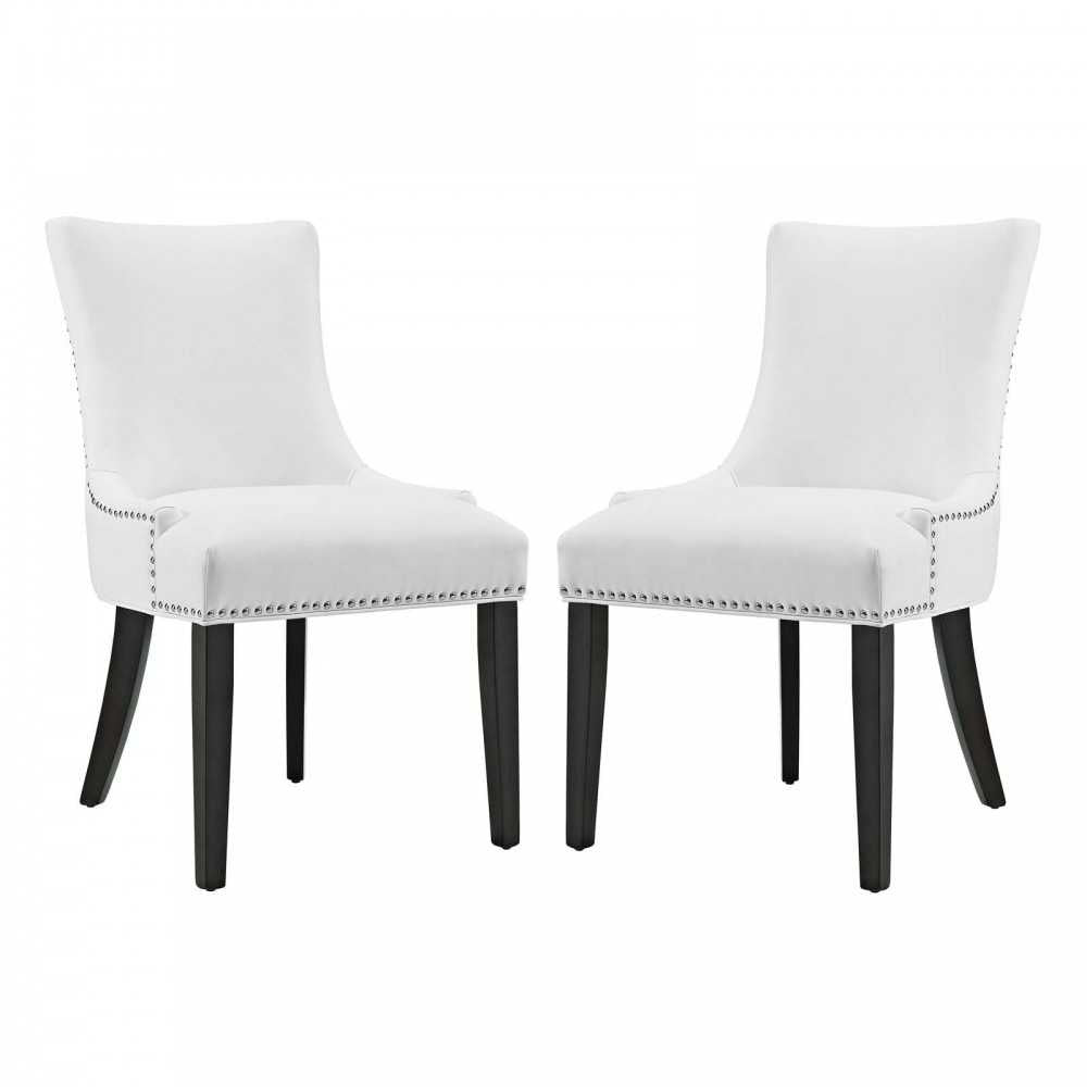 Marquis Dining Chair Faux Leather Set of 2, White