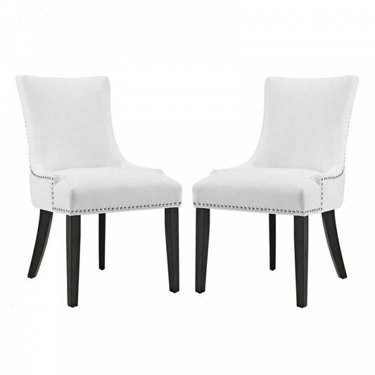 Marquis Dining Chair Faux Leather Set of 2, White