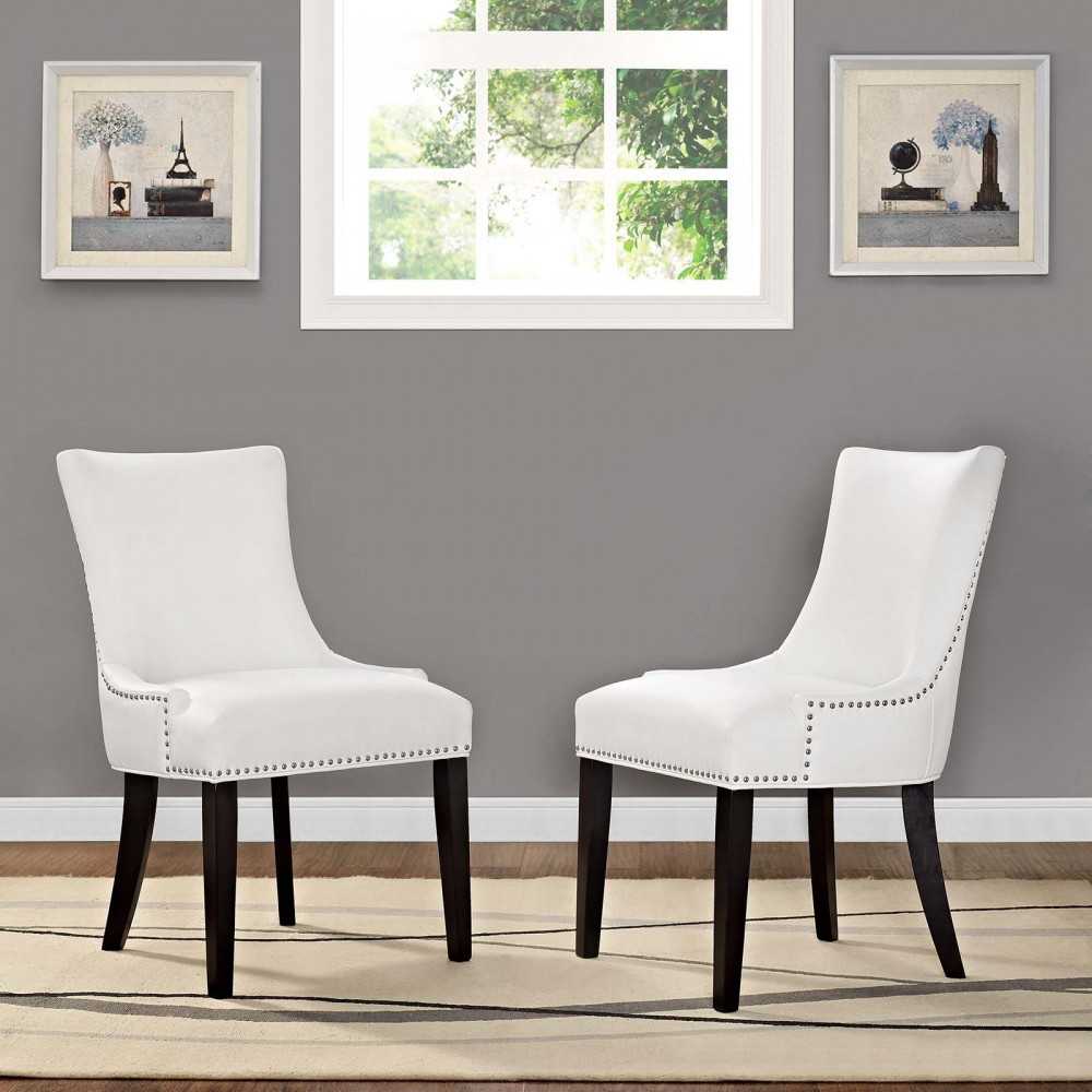 Marquis Dining Chair Faux Leather Set of 2, White