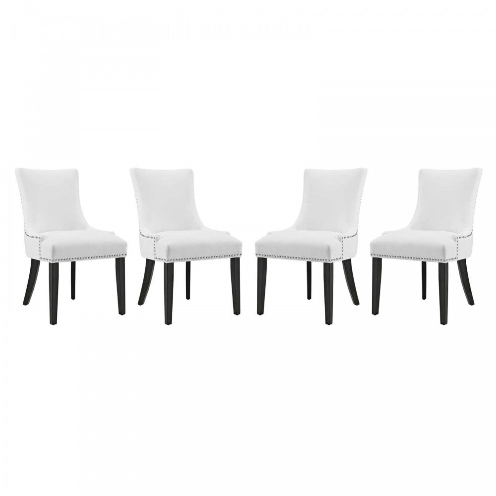 Marquis Dining Chair Faux Leather Set of 4, White