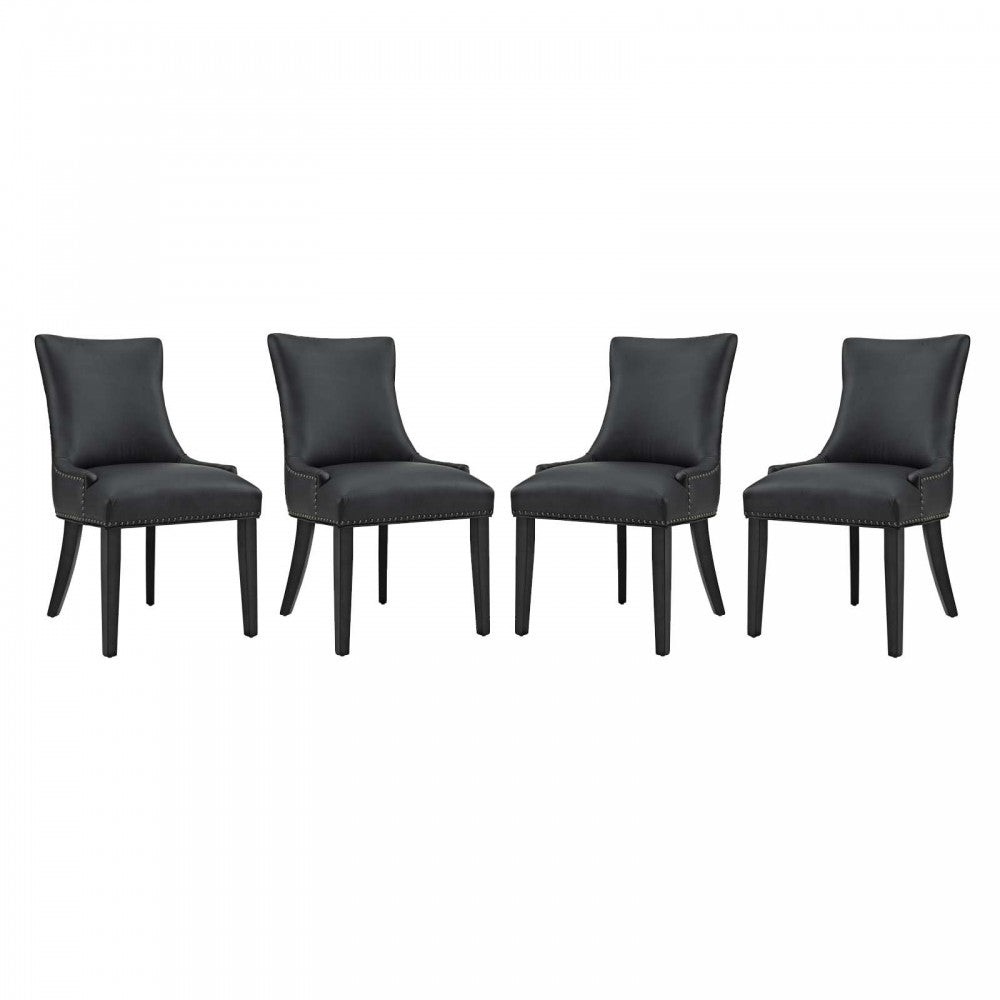 Marquis Dining Chair Faux Leather Set of 4, Black