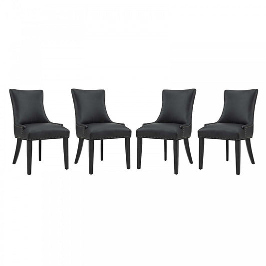 Marquis Dining Chair Faux Leather Set of 4, Black