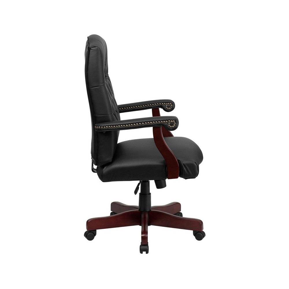 Martha Washington Black LeatherSoft Executive Swivel Office Chair with Arms