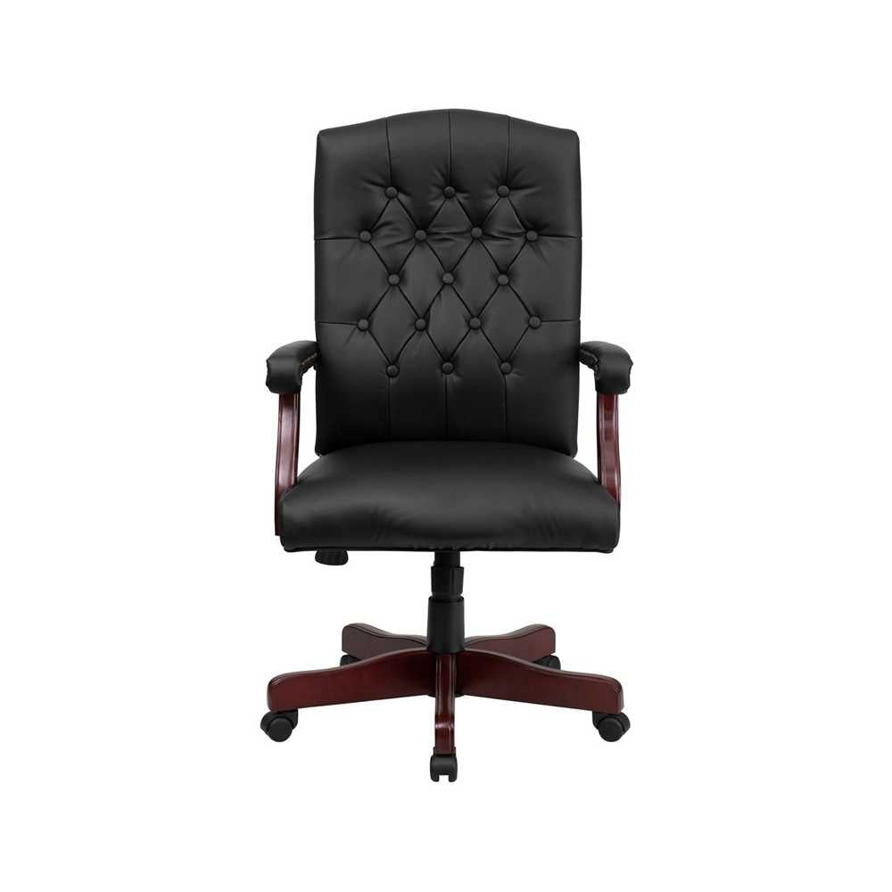 Martha Washington Black LeatherSoft Executive Swivel Office Chair with Arms