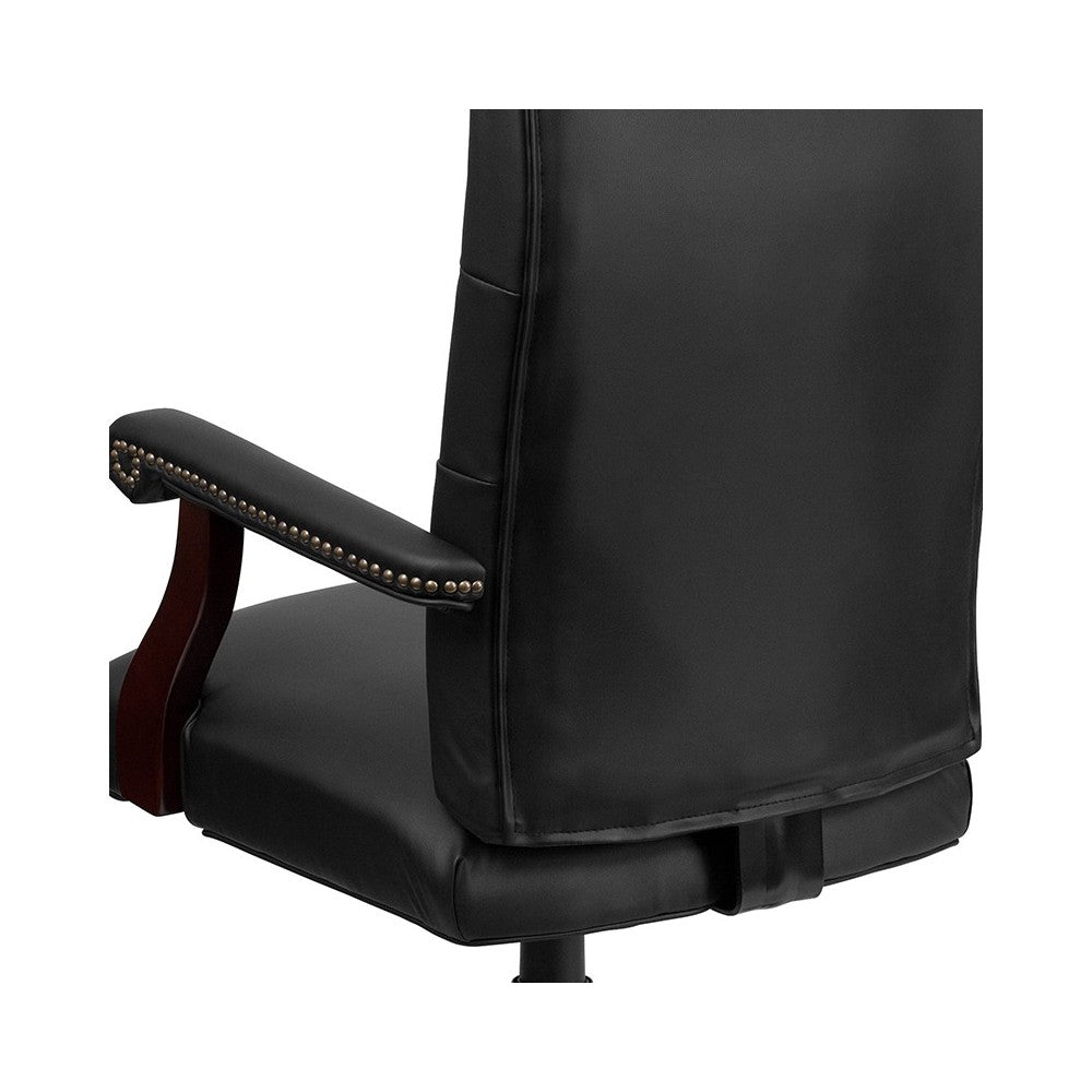 Martha Washington Black LeatherSoft Executive Swivel Office Chair with Arms