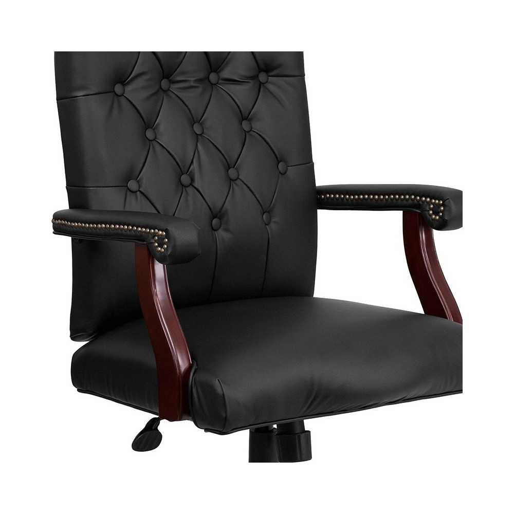 Martha Washington Black LeatherSoft Executive Swivel Office Chair with Arms
