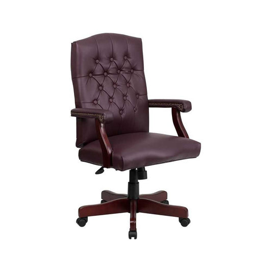 Martha Washington Burgundy LeatherSoft Executive Swivel Office Chair with Arms