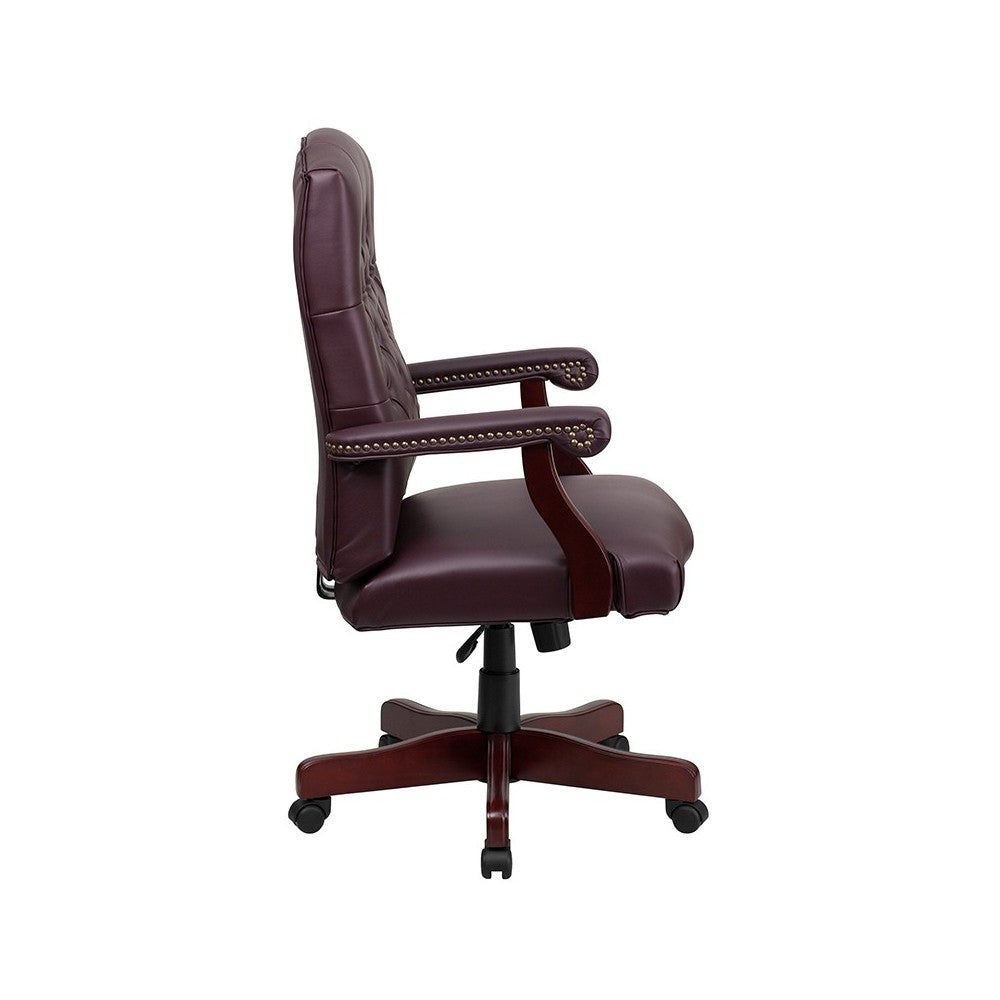 Martha Washington Burgundy LeatherSoft Executive Swivel Office Chair with Arms
