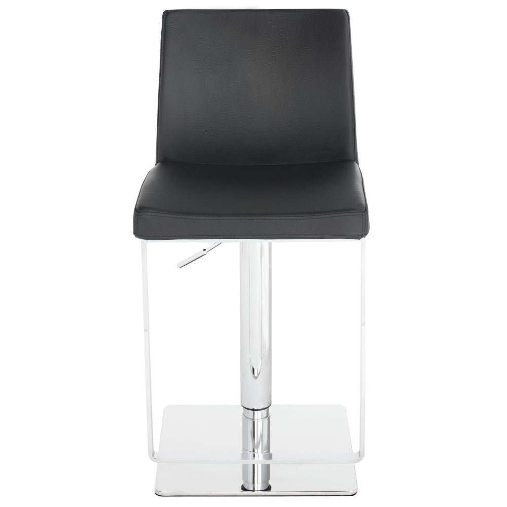 Matteo Black Leather Adjustable Stool