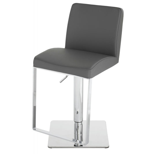 Matteo Dark Gray Leather Adjustable Stool