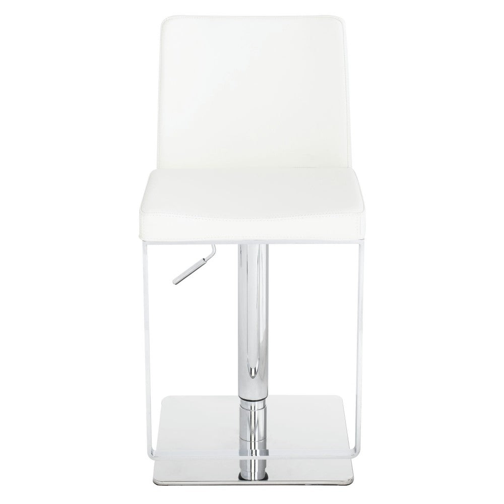 Matteo White Leather Adjustable Stool