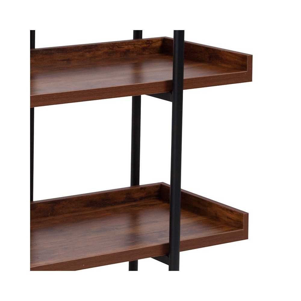 Mayfair 3 Shelf 35"H Storage Display Unit Bookcase with Black Metal Frame in Rustic Wood Grain Finish