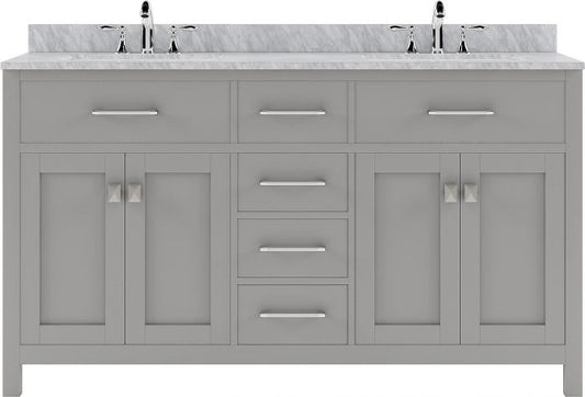 Caroline 60" Double Bathroom Vanity Set, Cashmere Gray with Mirror from Virtu USA