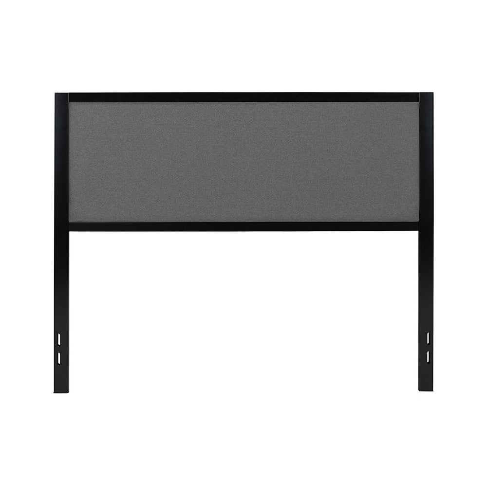 Melbourne Metal Upholstered Queen Size Headboard in Dark Gray Fabric