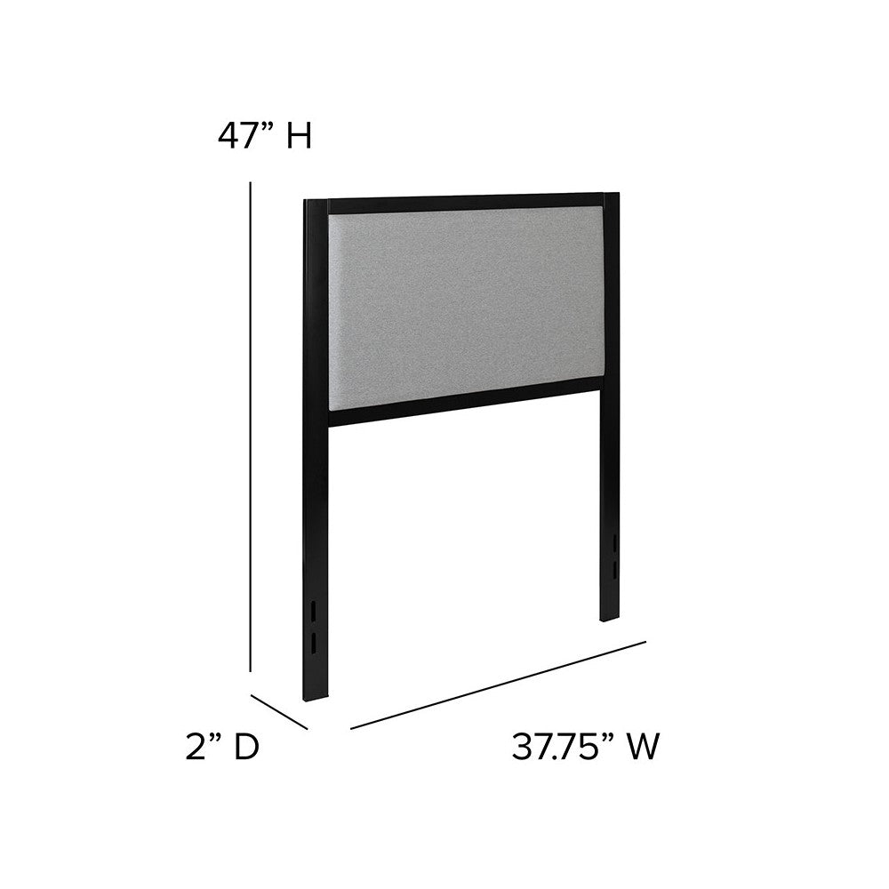 Melbourne Metal Upholstered Twin Size Headboard in Light Gray Fabric