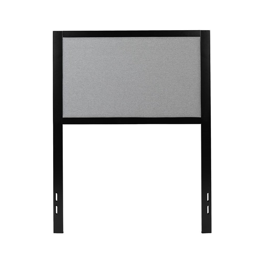 Melbourne Metal Upholstered Twin Size Headboard in Light Gray Fabric