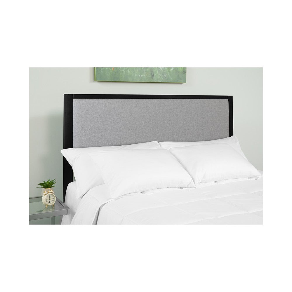 Melbourne Metal Upholstered Twin Size Headboard in Light Gray Fabric