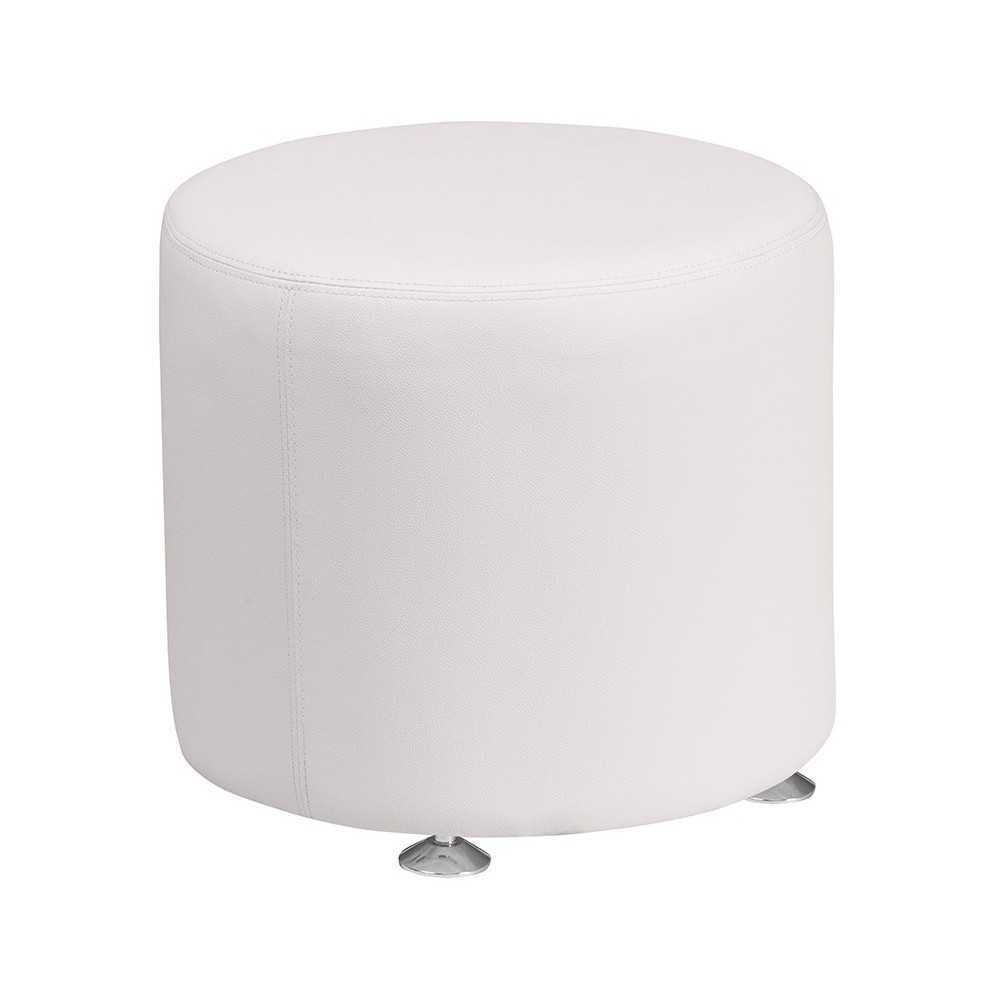 Melrose White LeatherSoft 18'' Round Ottoman