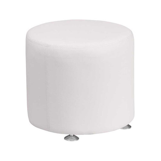 Melrose White LeatherSoft 18'' Round Ottoman