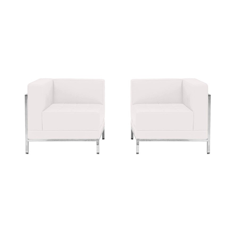 Melrose White LeatherSoft 2 Piece Corner Chair Set