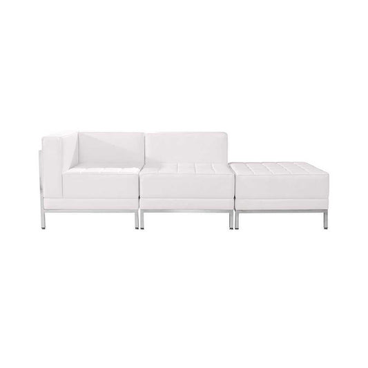 Melrose White LeatherSoft 3 Piece Chair & Ottoman Set