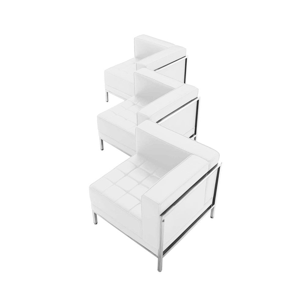 Melrose White LeatherSoft 3 Piece Corner Chair Set