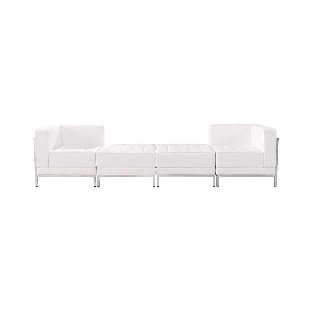 Melrose White LeatherSoft 4 Piece Chair & Ottoman Set
