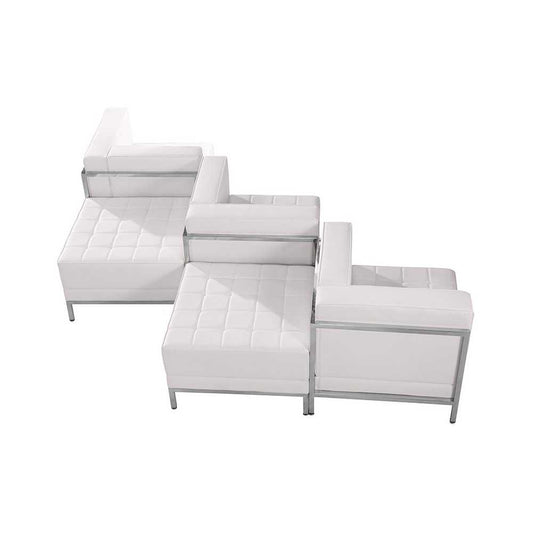 Melrose White LeatherSoft 5 Piece Chair & Ottoman Set
