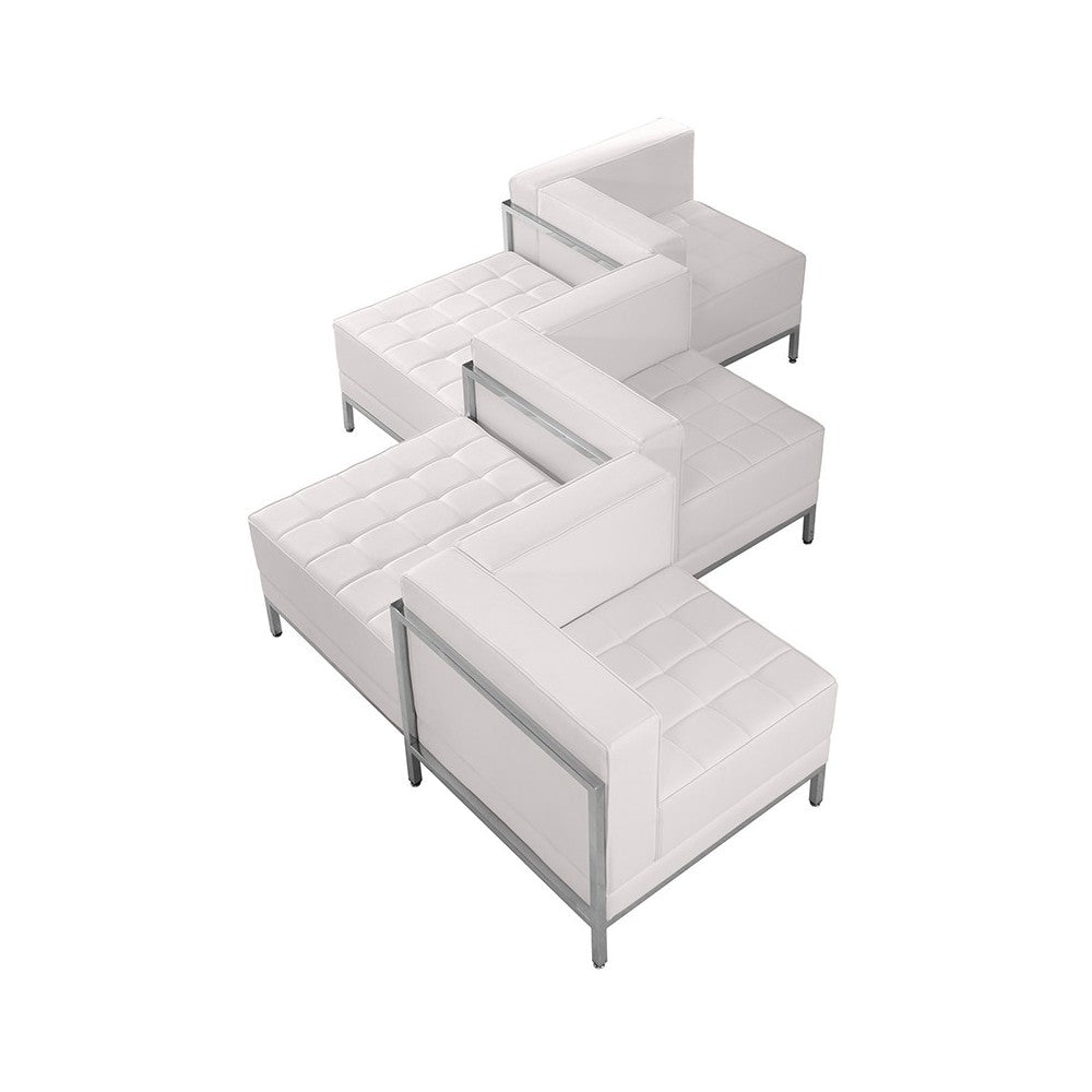 Melrose White LeatherSoft 5 Piece Chair & Ottoman Set