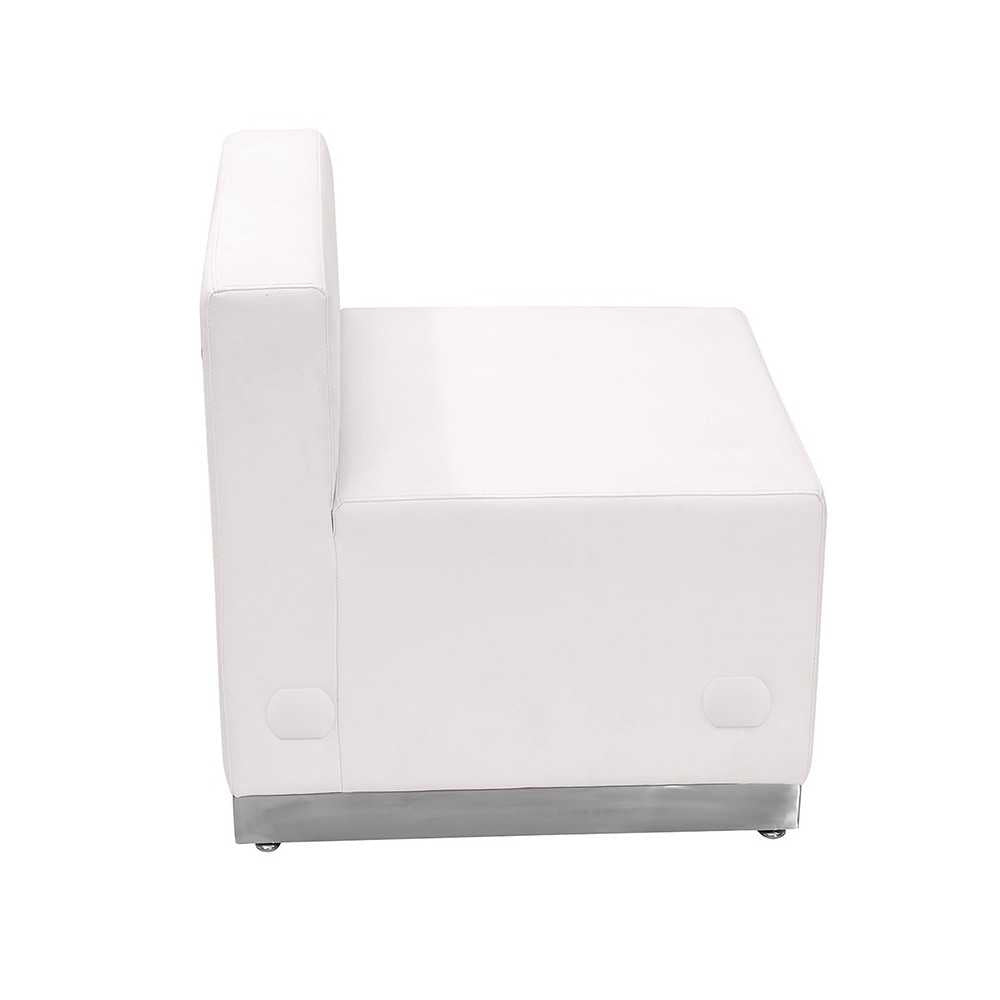 Melrose White LeatherSoft Chair with Brushed Stainless Steel Base